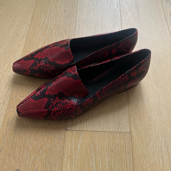 REAL Red & Black Snake Skin Leather Loafers - Picture 1 of 4